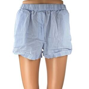 Aritzia Wilfred Blue White Striped Elastic Waist Casual Lounge Sweat Shorts Sz S